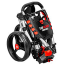 EzeGlide Compact+ Premium 3-Wheel Push Trolley - Silver/Red