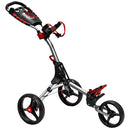 EzeGlide Compact+ Premium 3-Wheel Push Trolley - Silver/Red