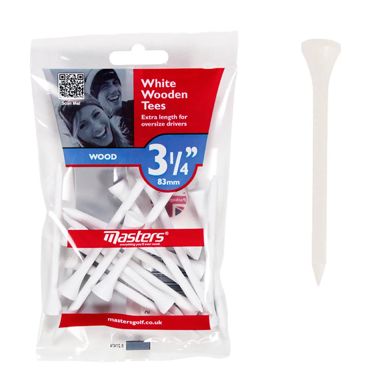 Masters Wood 3 1/4 Inch White Tees - Pack of 15