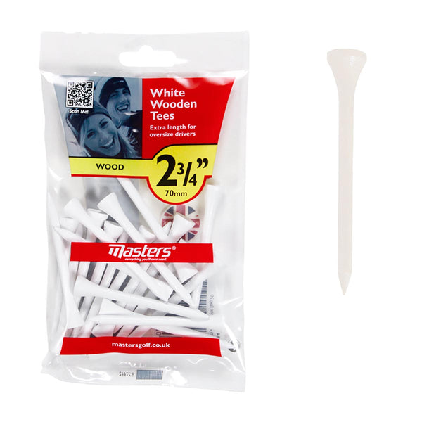Masters Wood 2 3/4 Inch White Tees - Pack of 20