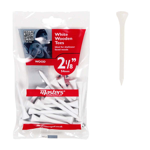 Masters Wood 2 1/8 Inch White Tees - Pack of 25
