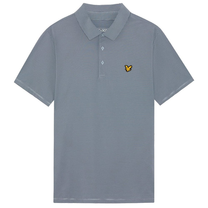 Lyle & Scott Golf Microstripe Polo Shirt - Navy Peony/Blue Lagoon