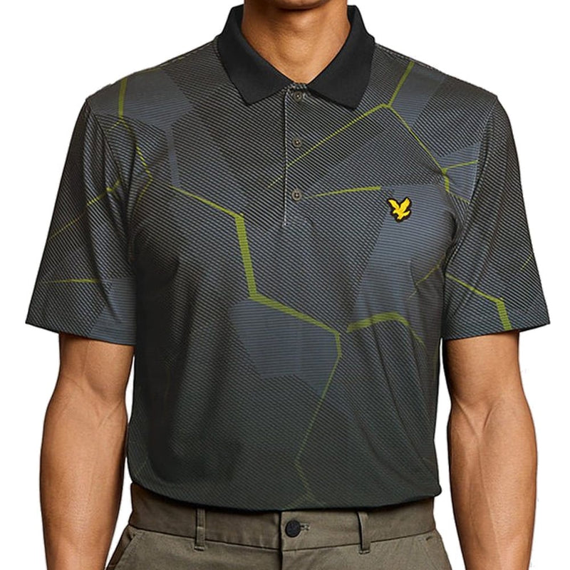 Lyle & Scott Golf Geometric Print Polo Shirt - Jet Black
