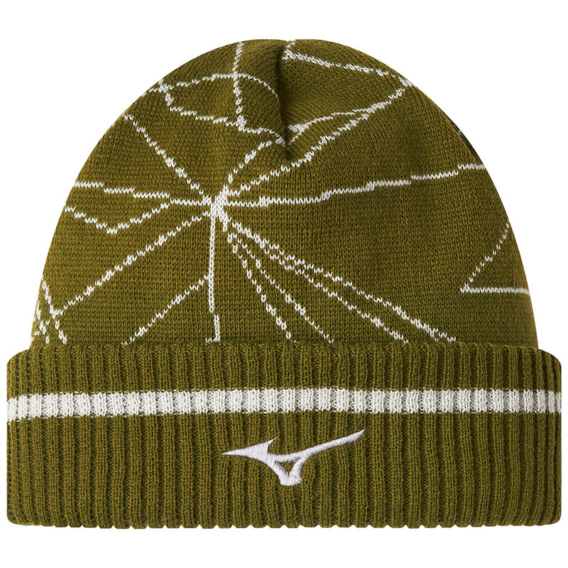 Mizuno Breath Thermo Graphic Beanie Hat - Olive
