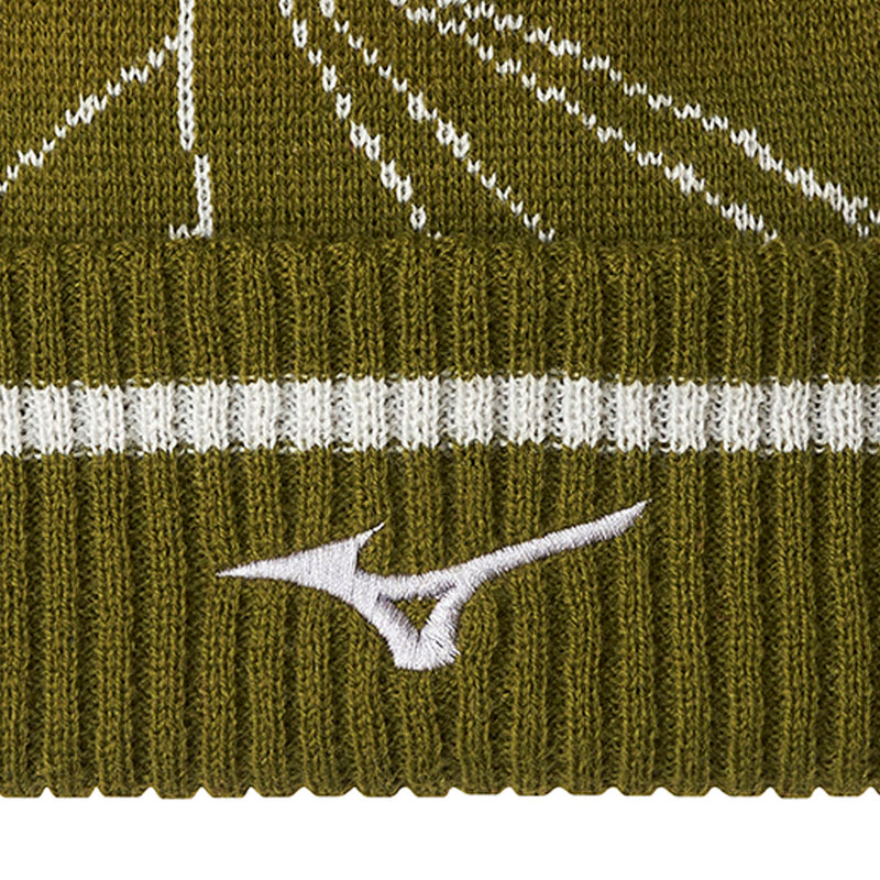 Mizuno Breath Thermo Graphic Beanie Hat - Olive