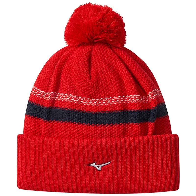 Mizuno Breathe Thermo Knit Pom Pom Beanie - Red