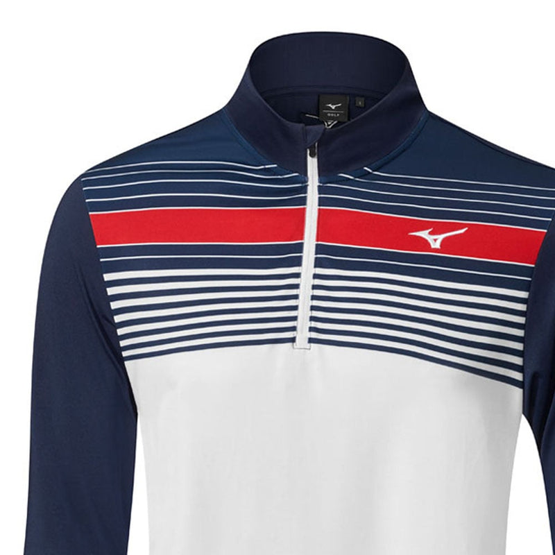 Mizuno Breeze Elite Stripe 1/4 Zip Pullover - Deep Navy