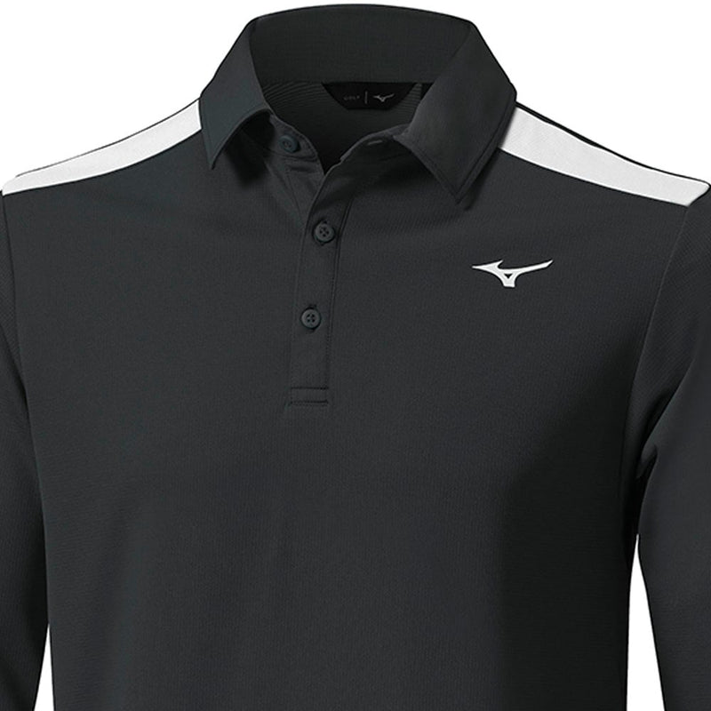 Mizuno Elite Long Sleeve Polo Shirt - Black