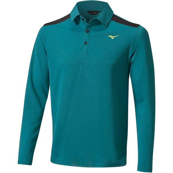 Mizuno Elite Long Sleeve Polo Shirt - Dark Green