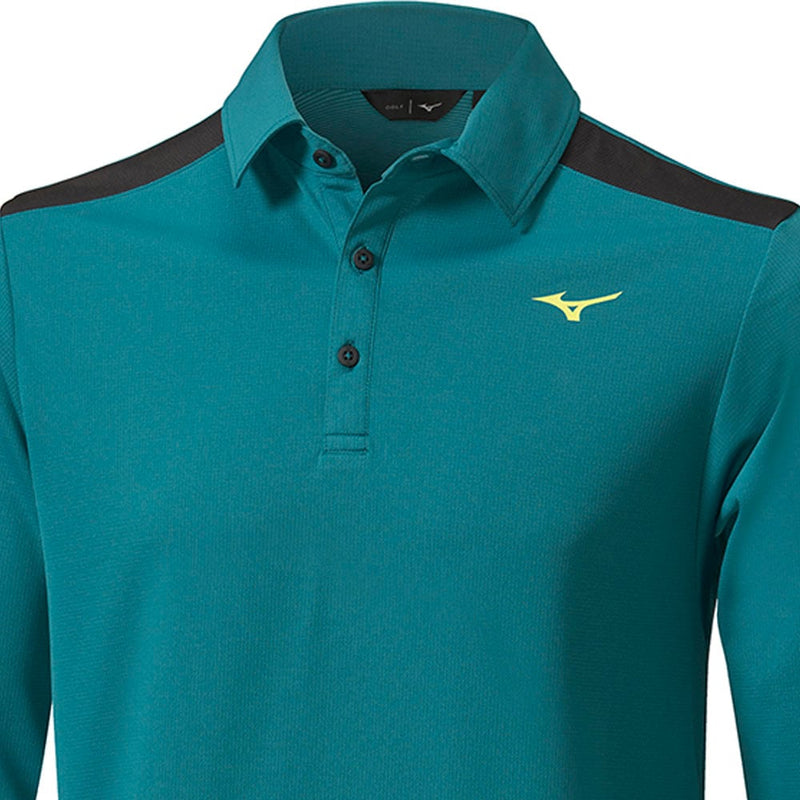 Mizuno Elite Long Sleeve Polo Shirt - Dark Green
