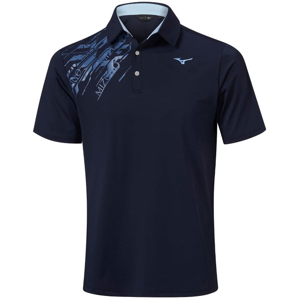 Mizuno Elite Print Polo Shirt - Deep Navy