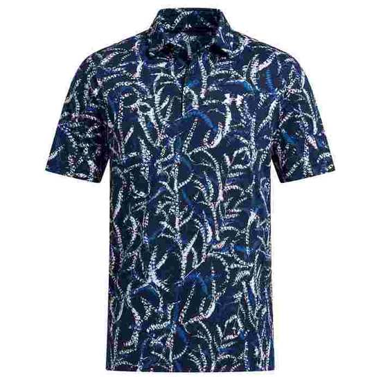 Under Armour Playoff 3.0 Printed Polo Shirt - Midnight Navy/Aegean Blue/Halo Grey