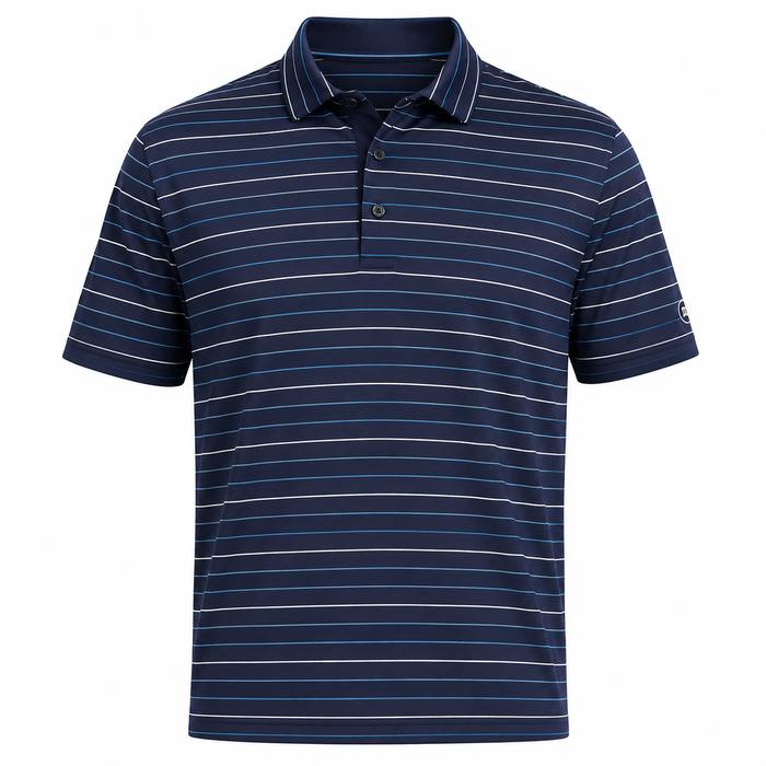 Under Armour ArmourDry Stripe Polo Shirt - Midnight Navy/Aegean Blue/White