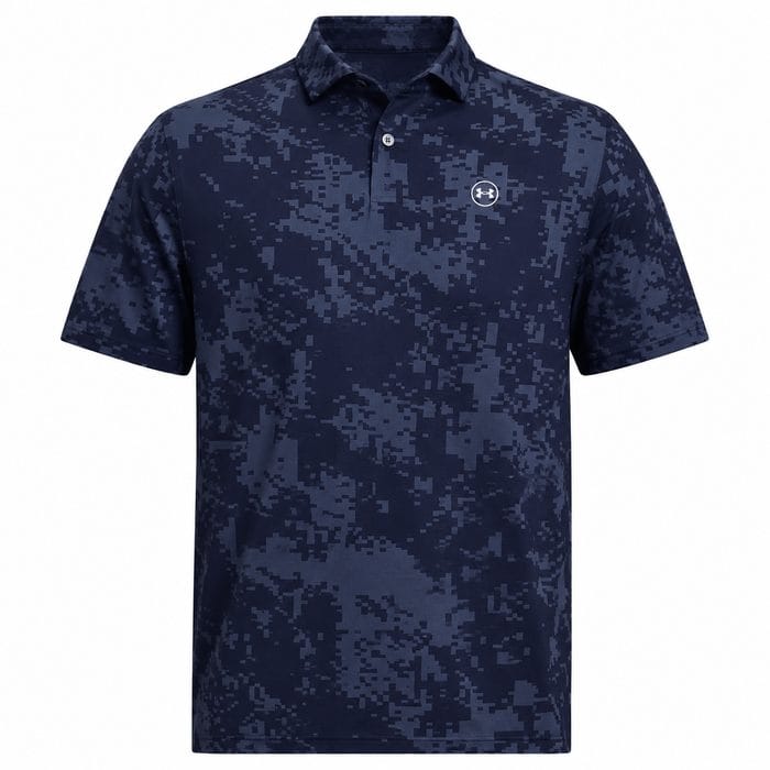 Under Armour Drive Chill Printed Polo Shirt - Midnight Navy/Halo Gray