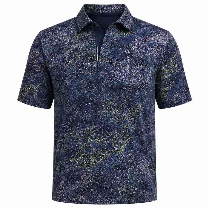 Under Armour ArmourDry Printed Polo Shirt - Midnight Navy/Downpour Grey/Midnight Navy