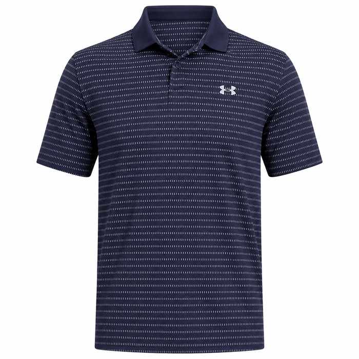 Under Armour Drive Chill Printed Polo Shirt - Midnight Navy/Washed Navy/Blue Calm
