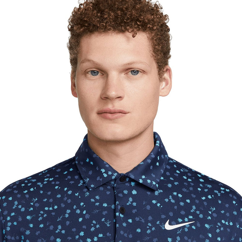 Nike Dri-FIT Tour Floral Polo Shirt - Midnight Navy/White