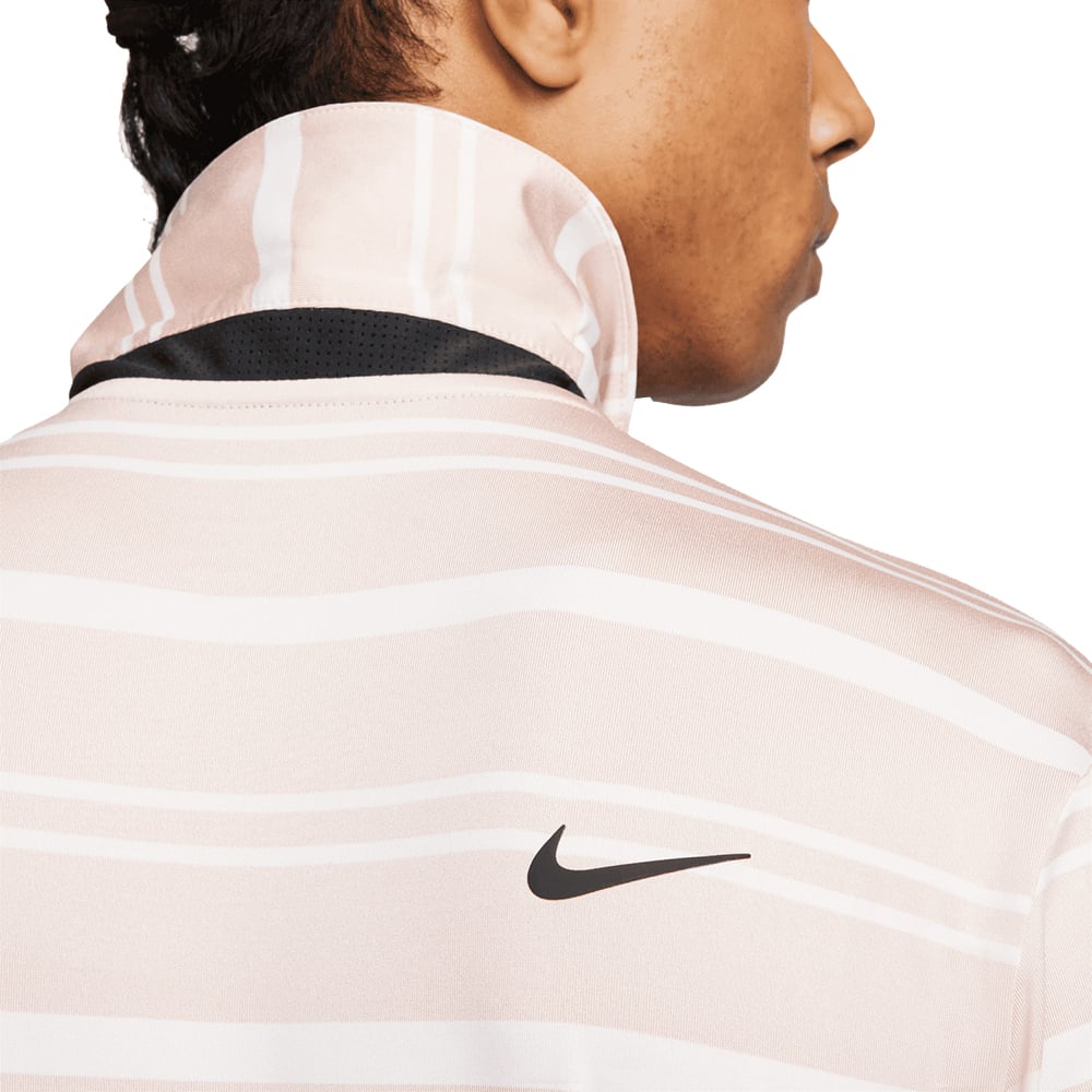 Nike Dri FIT Tour Stripe Polo Shirt Pink Oxford Barley Rose Black