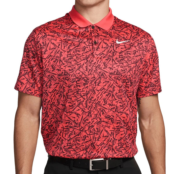 Nike Dri-FIT Victory+ All-Over Print Polo Shirt - Ember Glow/Black/White