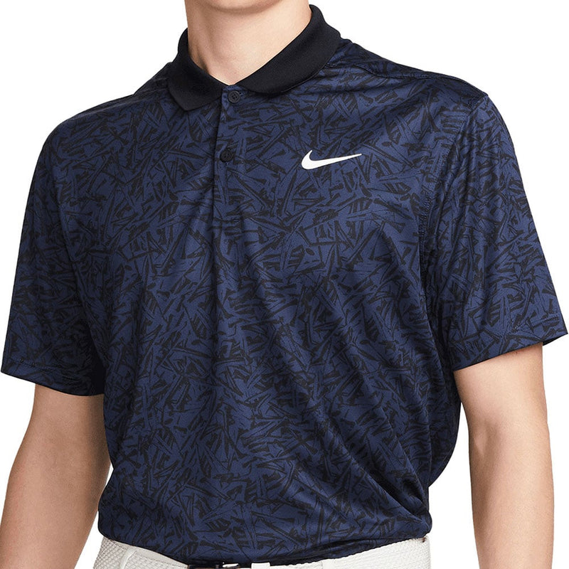 Nike Dri-FIT Victory+ Allover Print Polo Shirt - Midnight Navy/Black/White