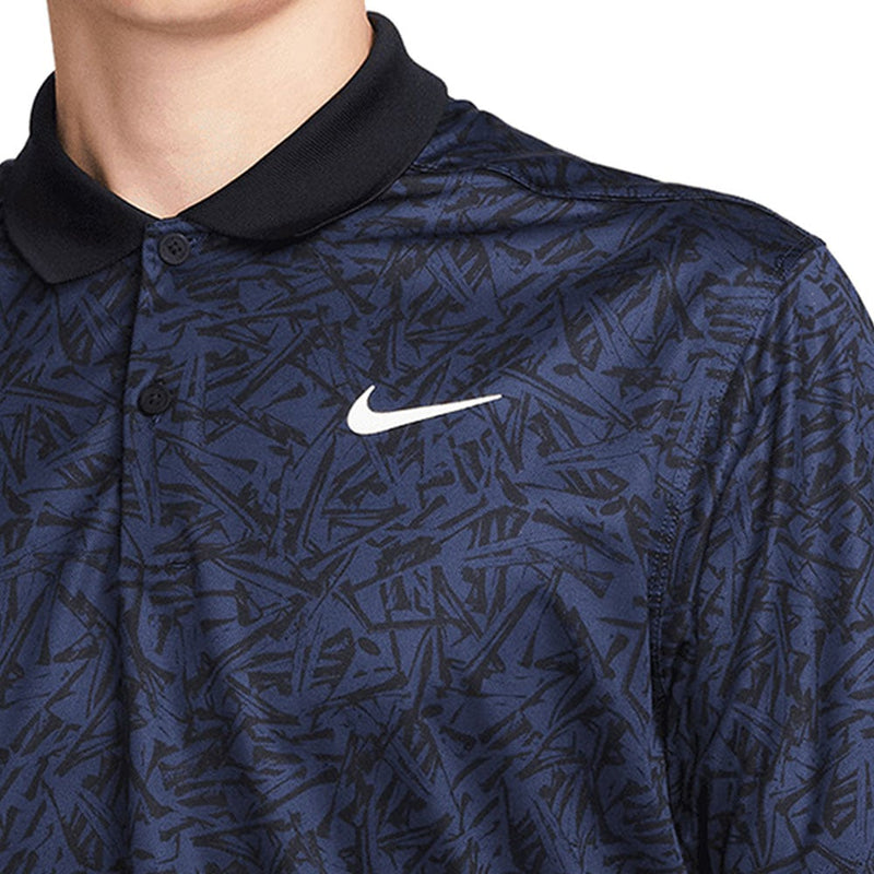 Nike Dri-FIT Victory+ Allover Print Polo Shirt - Midnight Navy/Black/White