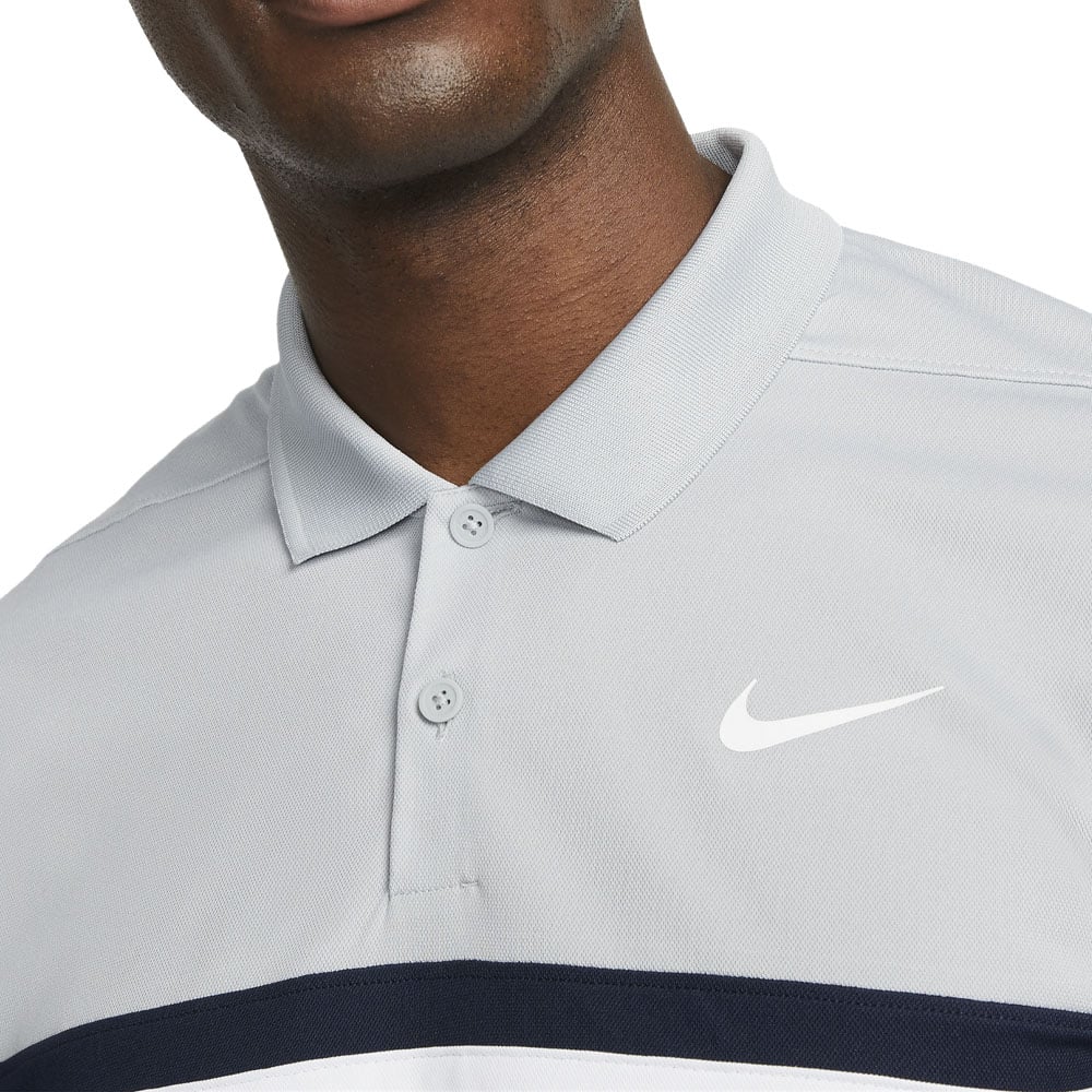 Nike Dri FIT Victory Polo Shirt Light Smoke Grey Obsidian White