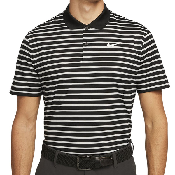 Nike Dri-FIT Victory Striped Polo Shirt - Black/White