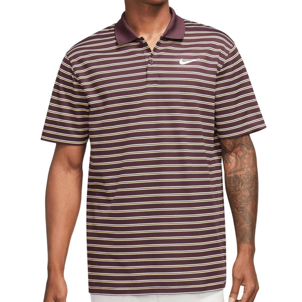 Nike Dri-FIT Victory Striped Polo Shirt - Burgundy Crush/White