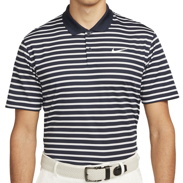 Nike Dri-FIT Victory Striped Polo Shirt - Obsidian/White