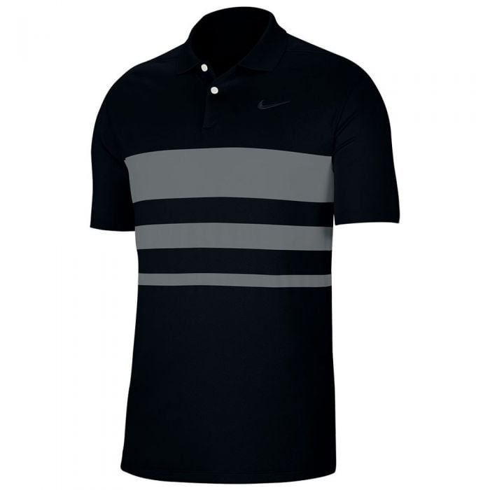 Nike Dri Fit Vapor Stripe Golf Polo Shirt Black Smoke Grey