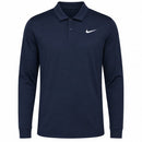 Nike Dri-Fit Victory Solid Long Sleeve Polo Shirt - Obsidian/White