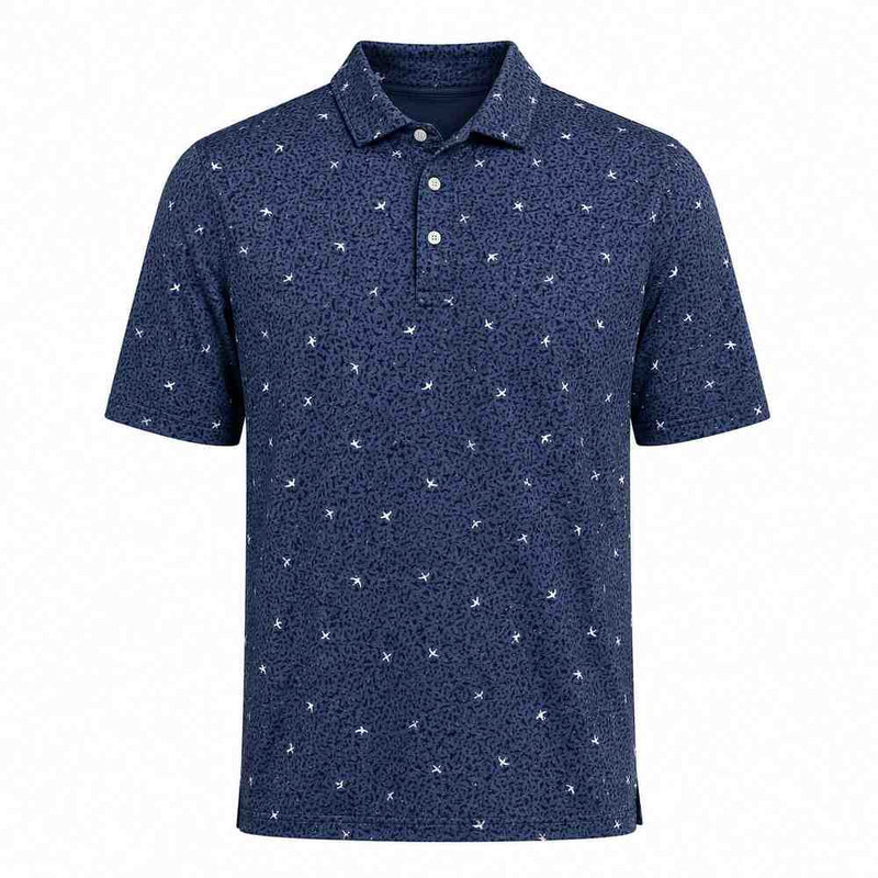 Nike Par Dri-Fit Microprint Birds Polo Shirt - Diffused Blue