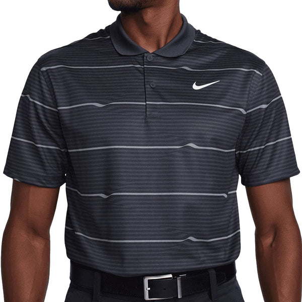 Nike Dri-FIT Victory+ Ripple Polo Shirt - Black/Dark Smoke Grey/White