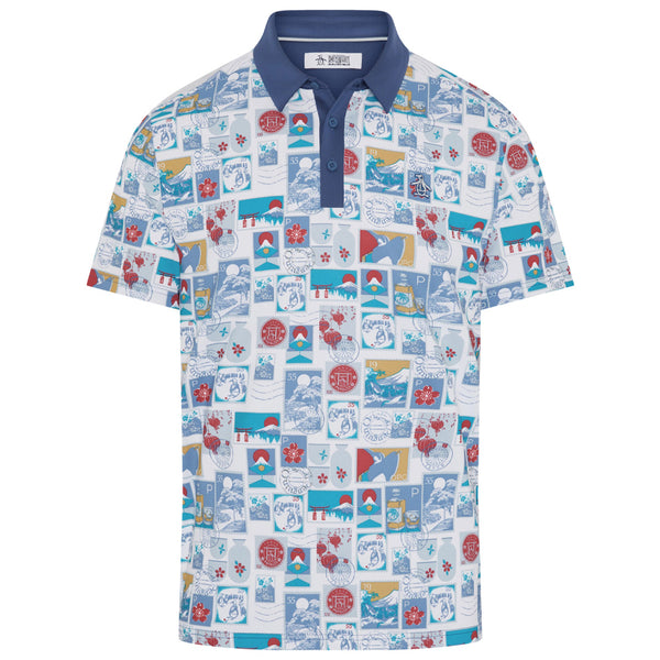 Original Penguin Pete's Stamp Roadmap Polo Shirt - Bright White