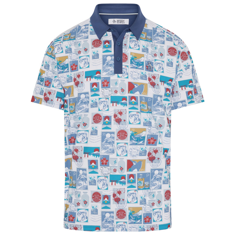 Original Penguin Pete's Stamp Roadmap Polo Shirt - Bright White