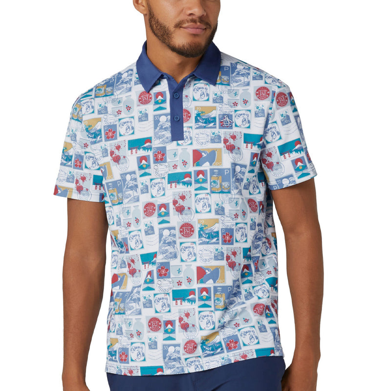 Original Penguin Pete's Stamp Roadmap Polo Shirt - Bright White