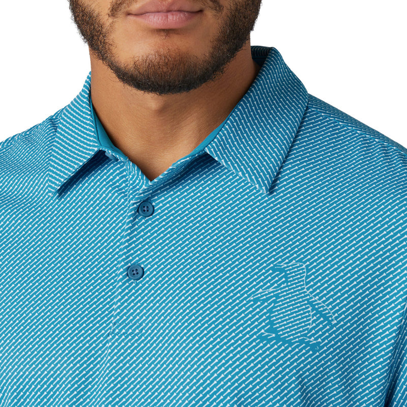 Original Penguin Dimensional "Pete"  Tee Twill Print Polo Shirt - Caribbean Sea