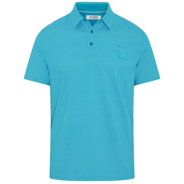 Original Penguin Dimensional "Pete"  Tee Twill Print Polo Shirt - Caribbean Sea