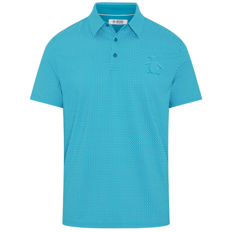 Original Penguin Dimensional "Pete"  Tee Twill Print Polo Shirt - Caribbean Sea