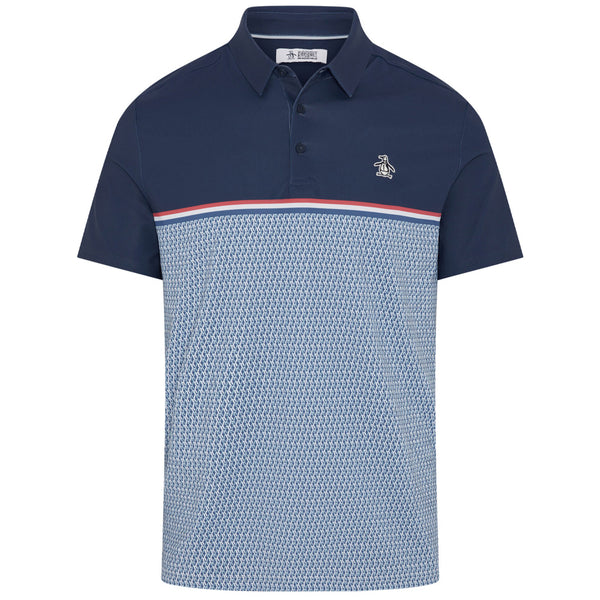 Original Penguin Engineered "P" Colour Block Print Polo Shirt - Black Iris