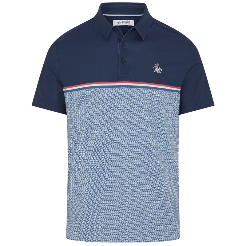 Original Penguin Engineered "P" Colour Block Print Polo Shirt - Black Iris