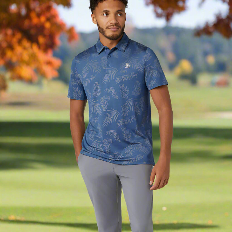 Original Penguin All Over YD Botanical Jacquard Polo Shirt - True Navy