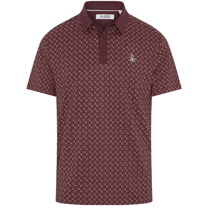 Original Penguin Pete's Check Print Block Polo Shirt - Mauve Wine