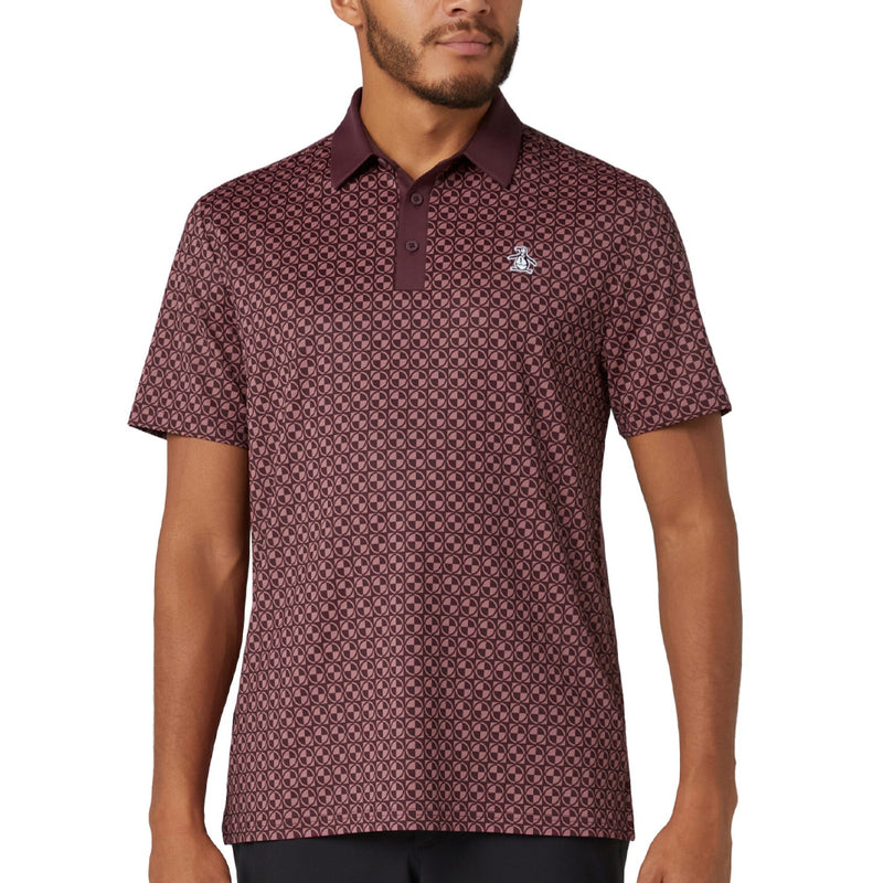 Original Penguin Pete's Check Print Block Polo Shirt - Mauve Wine