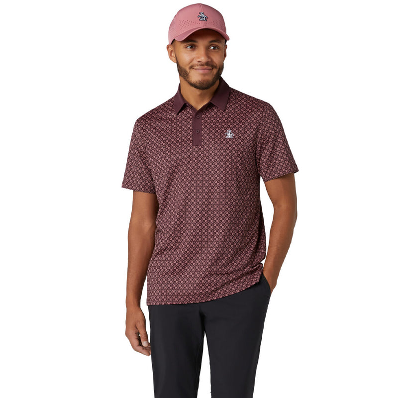 Original Penguin Pete's Check Print Block Polo Shirt - Mauve Wine