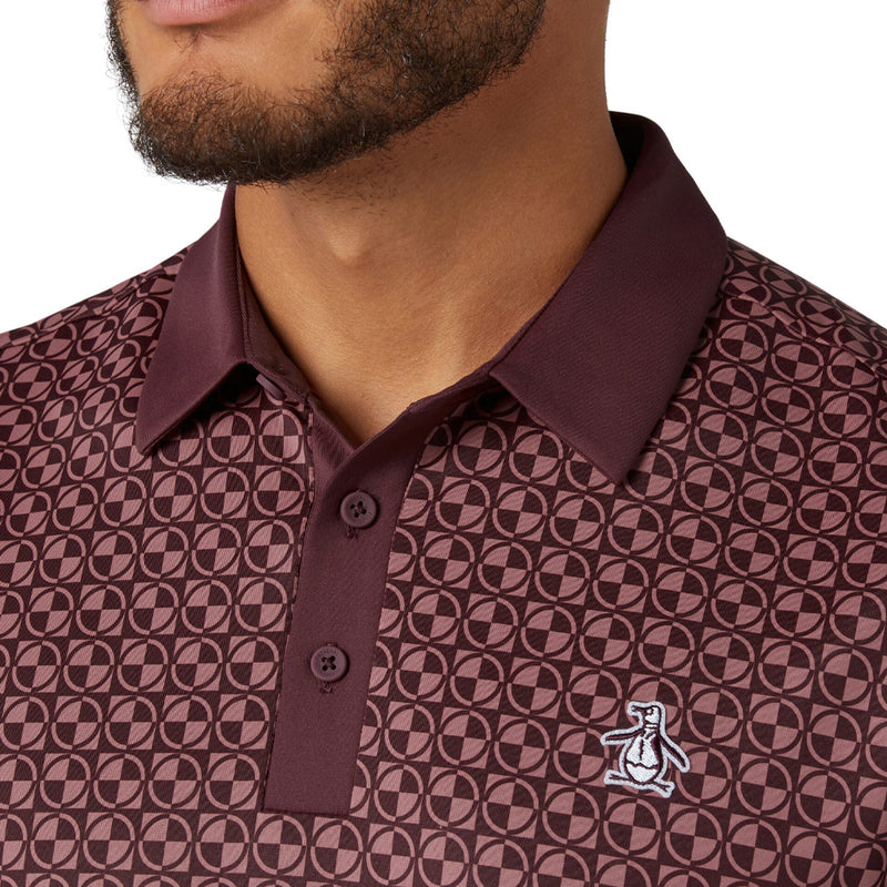 Original Penguin Pete's Check Print Block Polo Shirt - Mauve Wine