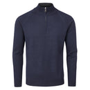 Oscar Jacobson Warwick Zip Neck Merino Sweater - Navy