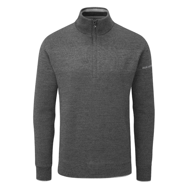 Oscar Jacobson Anders Lined 1/2 Zip Sweater - Pewter Marl