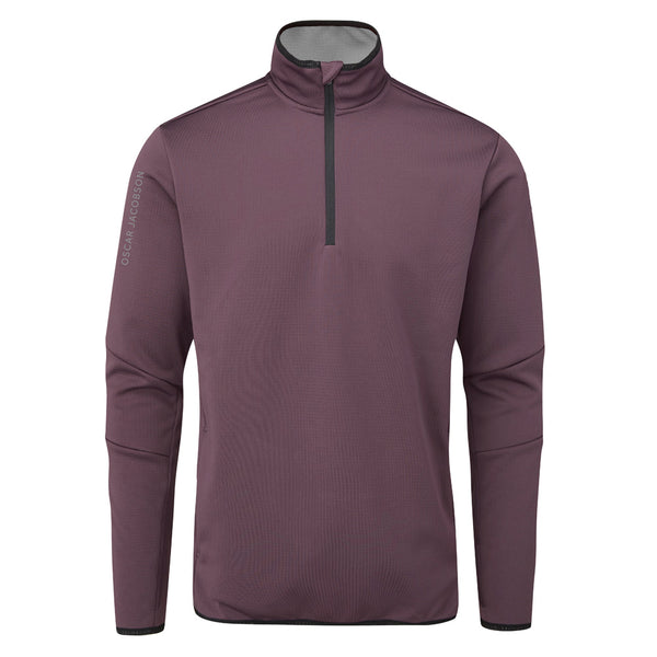 Oscar Jacobson Thorpe 1/2 Zip Fleece Pullover Top - Plum