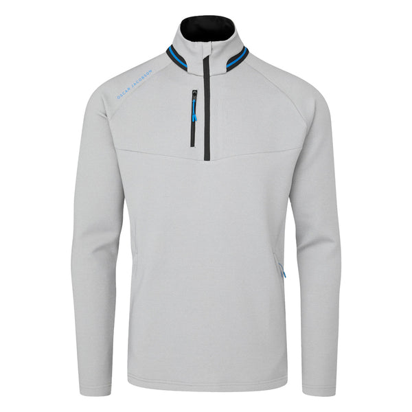 Oscar Jacobson Thomson Zip Neck Sweater - Light Grey
